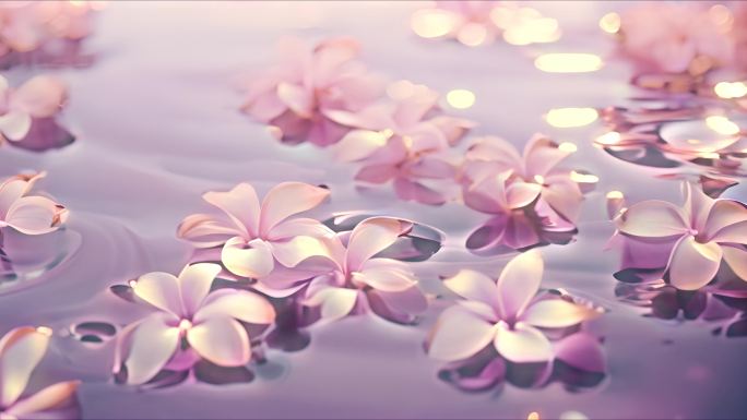 粉色花瓣和水面波纹 唯美 背景动画