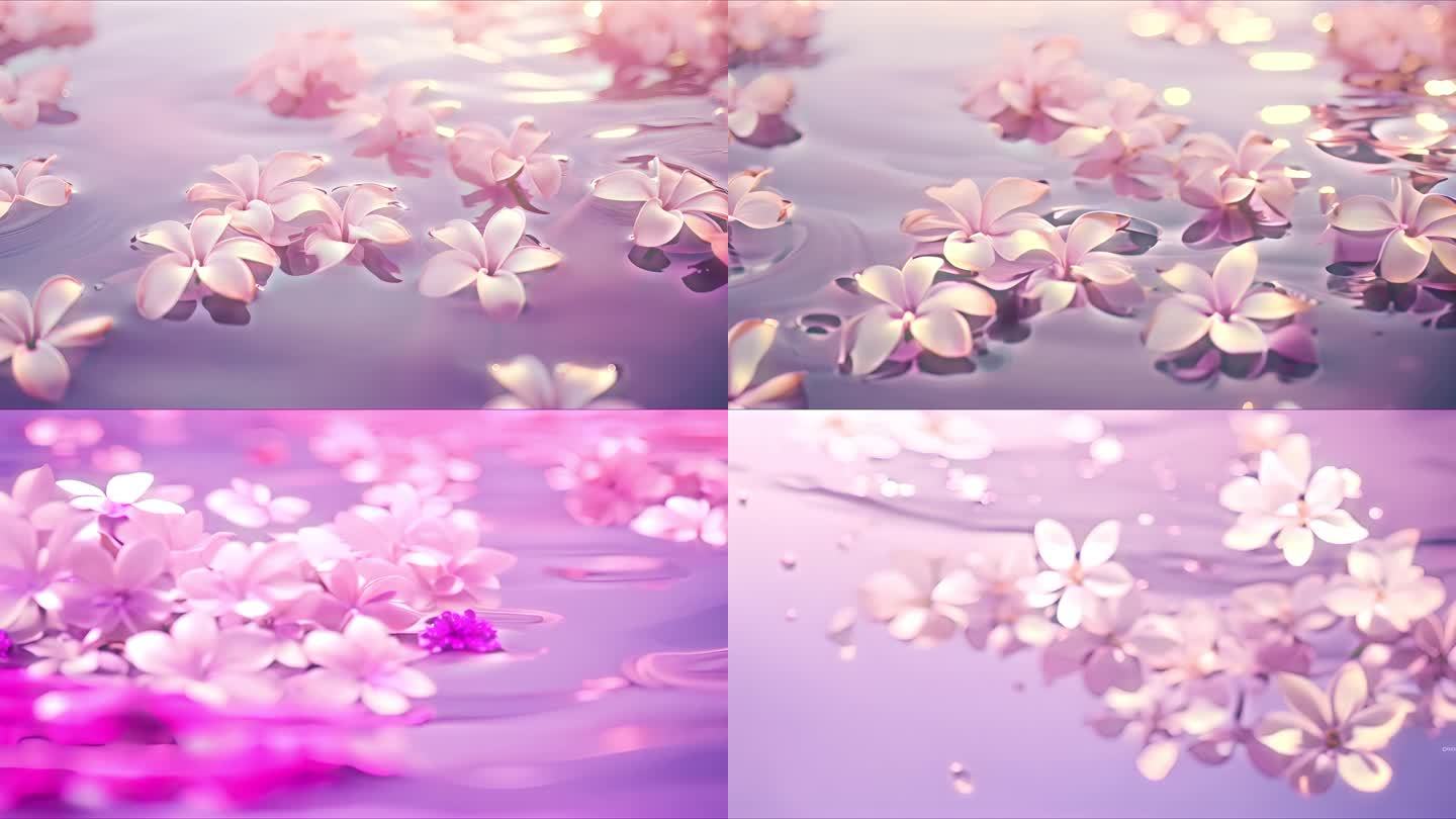 粉色花瓣和水面波纹 唯美 背景动画