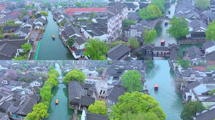 春天细雨里的水乡古镇南浔古镇风景航拍