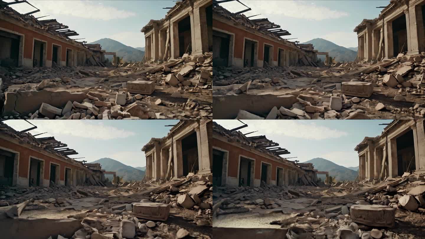地震废墟余震震后场景自然灾难背景