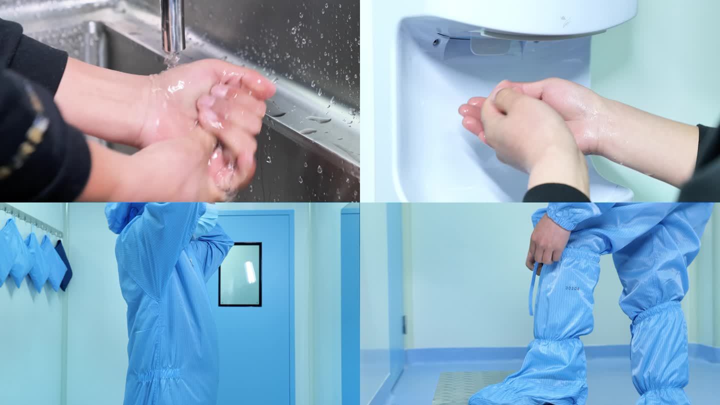 原创洗手消毒穿防护服过程