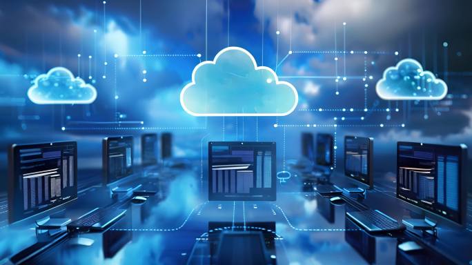 云计算、云服务和在线云存储技术概念素材