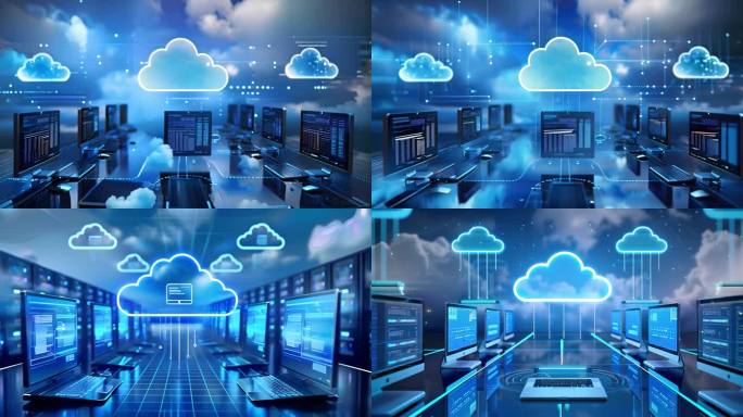 云计算、云服务和在线云存储技术概念素材