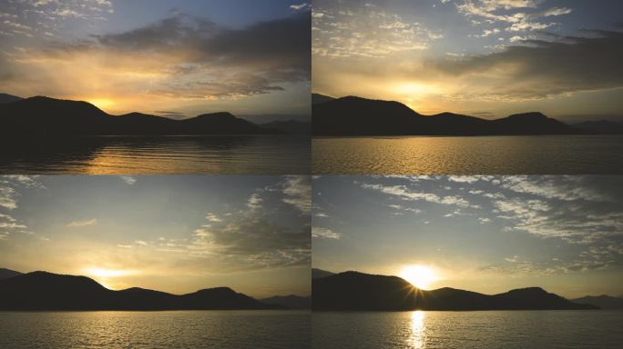 泸沽湖日出太阳升起延时风光摄影
