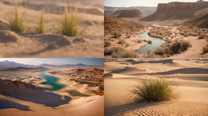 沙漠里的植被和绿植沙子