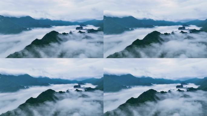 航拍下的温州雁荡山云海风光