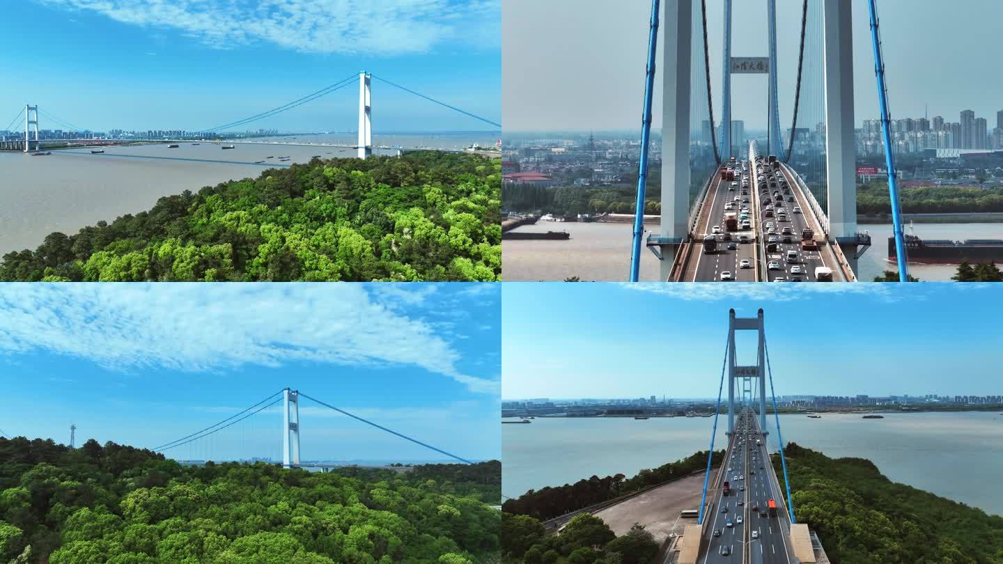 4K航拍江阴长江公路大桥江阴大桥