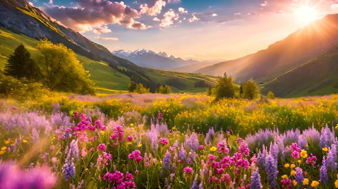 阳光下的山谷鲜花花朵