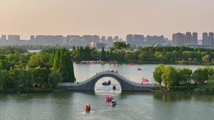 航拍徐州市云龙湖风景区小南湖