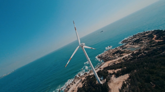 4K海边风力发电机FPV航拍