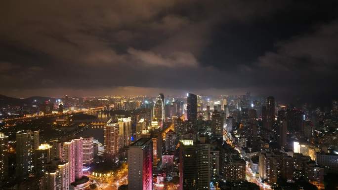 厦门市区平流雾夜景4K航拍