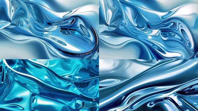 蓝色波纹质感背景 液态 流动波纹背景