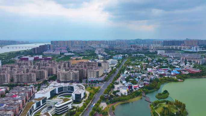 湖南长沙湘江江滩公园航拍橘子洲岳麓山风景