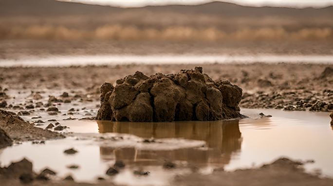 沙漠中干裂的水土壤