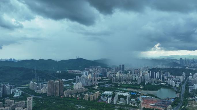 深圳福田暴雨台风强对流天气航拍