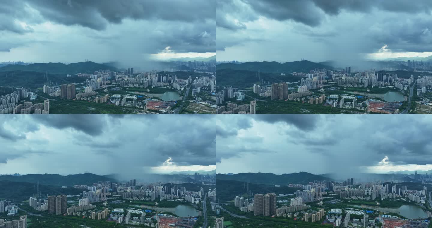 深圳福田暴雨台风强对流天气航拍