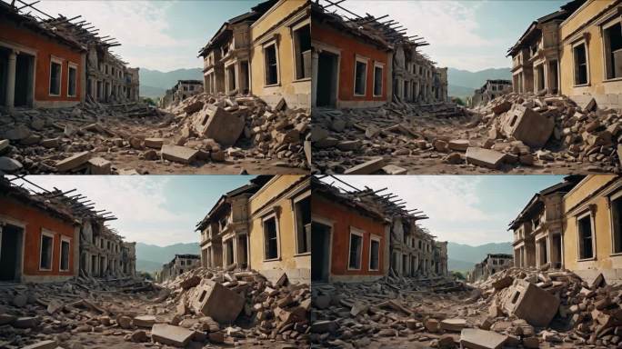 地震废墟余震震后场景自然灾难背景