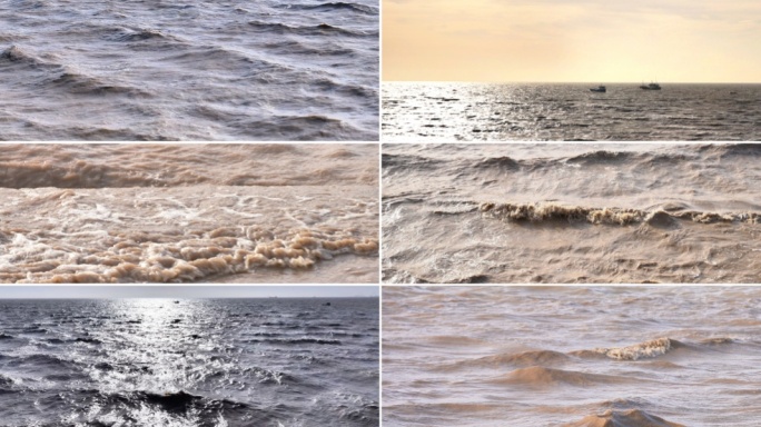 大海海面波光粼粼海浪浪花