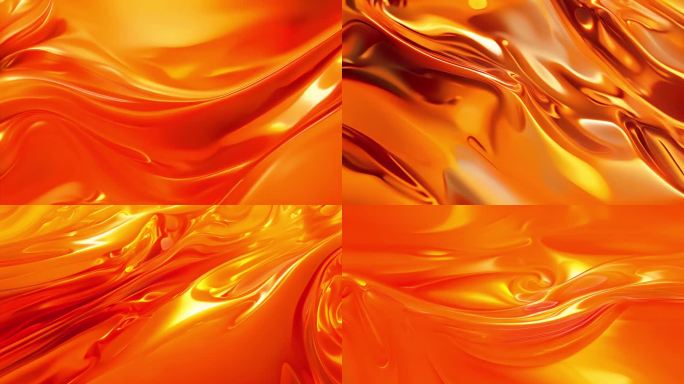 橙色质感波纹流动背景 背景橙色 流动背景