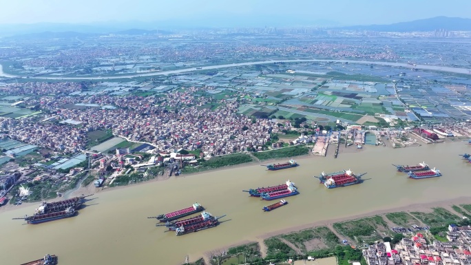 福建漳州龙海航拍九龙江西溪水路航运