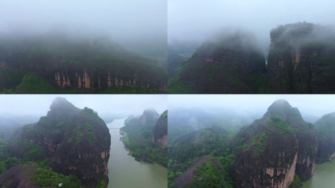 4K航拍短片.鹰潭龙虎山雨雾