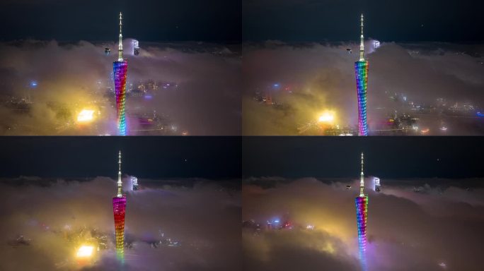 云上的广州塔夜景