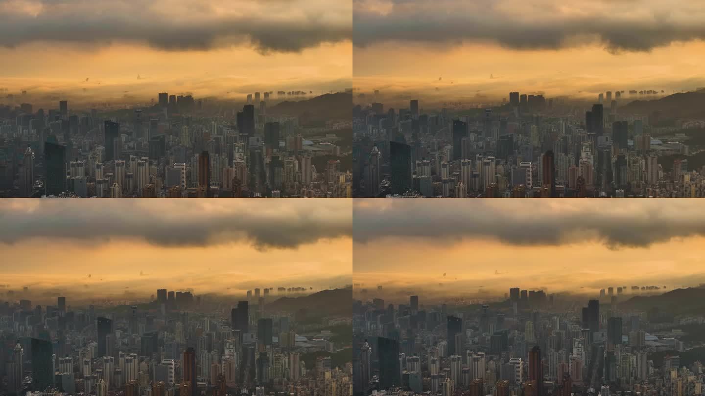 厦门市区清晨平流雾4K航拍