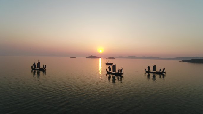 4K无锡夕阳下的太湖