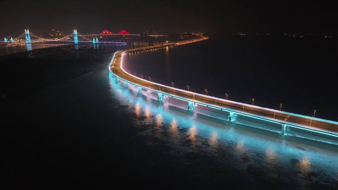 城市夜景大桥灯光4K素材