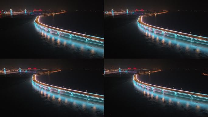 城市夜景大桥灯光4K素材