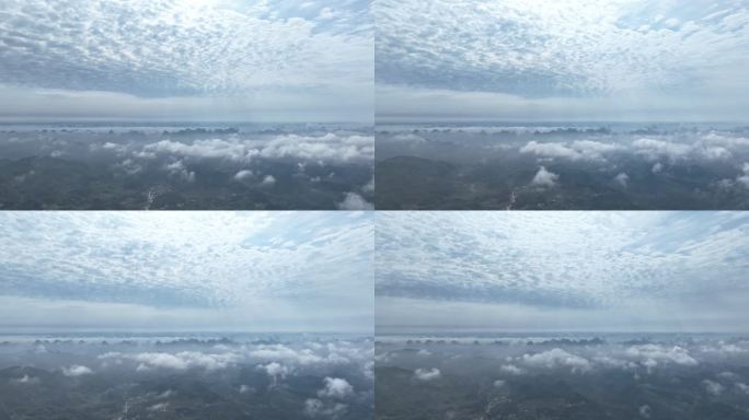 延时拍摄云海中的群山 云层变化