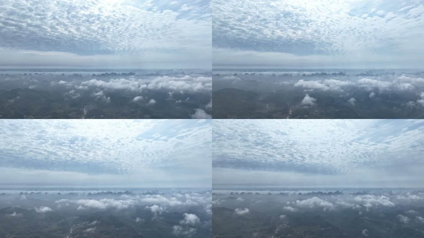 延时拍摄云海中的群山 云层变化