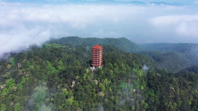 缙云山 重庆 云海 塔 环绕 超清