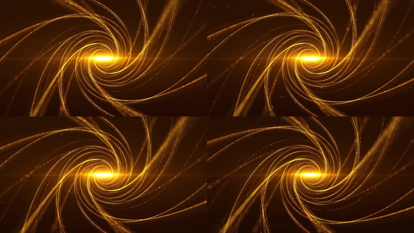 金色粒子螺旋光线隧道循环