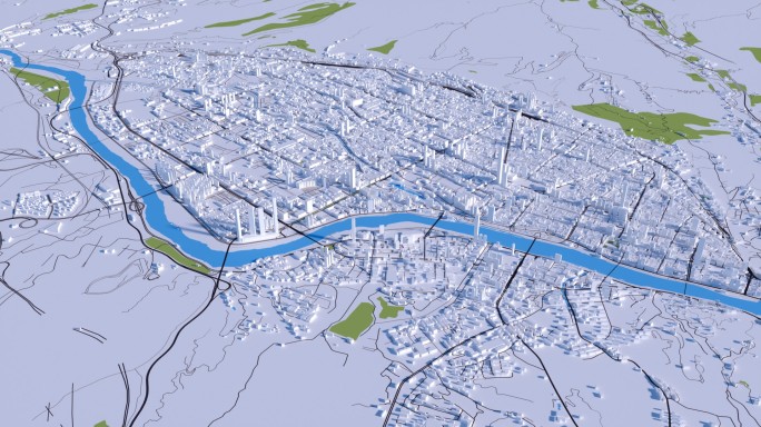 兰州市3D立体沙盘路网地图