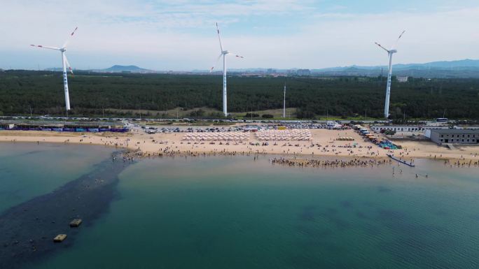 航拍威海网红打卡地，布鲁维斯号沉船