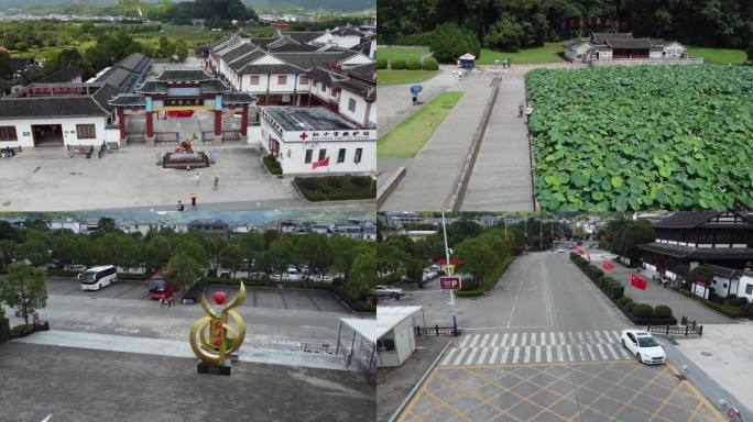 龙岩-古田会议旧址-景区航拍-4K