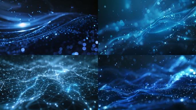 蓝色光轨迹粒子和数据传输概念科技动态背景