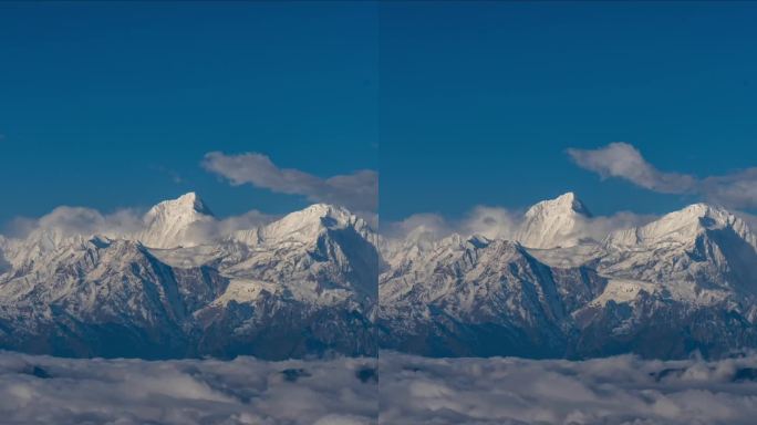 四川雅安牛背山云海云瀑贡嘎雪山高空延时