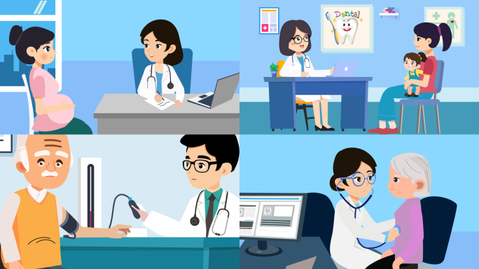 医院扁平化场景AE模板