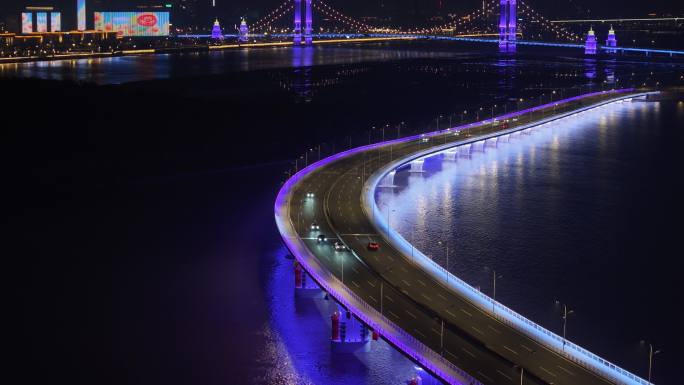 城市建设夜景大桥4K素材