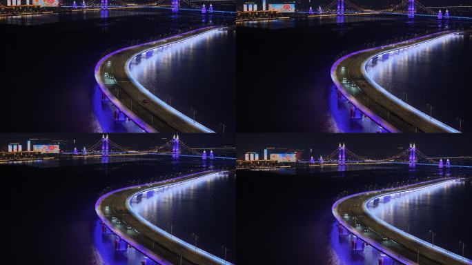 城市建设夜景大桥4K素材