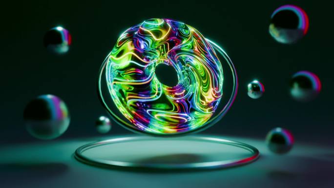 抽象玻璃材质物体漂浮循环