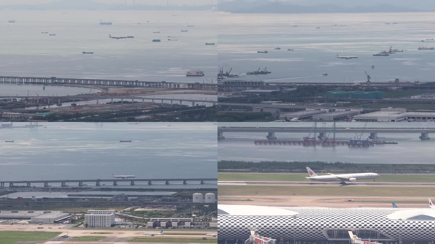 国航波音777客机从珠江口海上降落