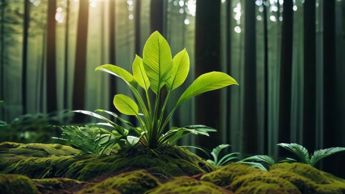 阳光生态树林清新绿色环境自然背景