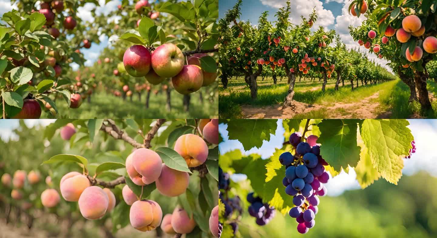 果园丰收苹果桃子葡萄水果