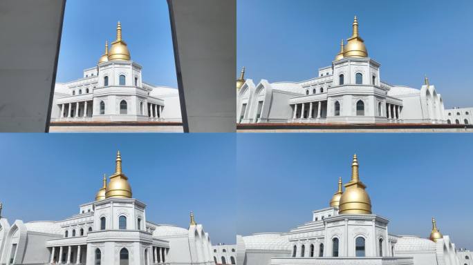 航拍武汉地标寺庙莲华寺建筑