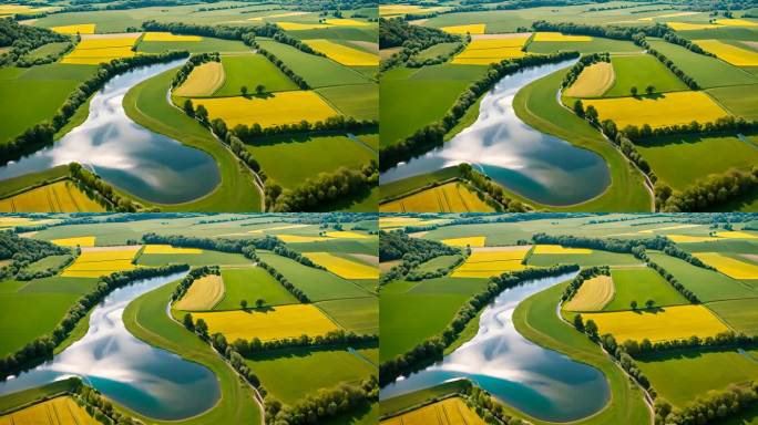 农田河流河水自然风景