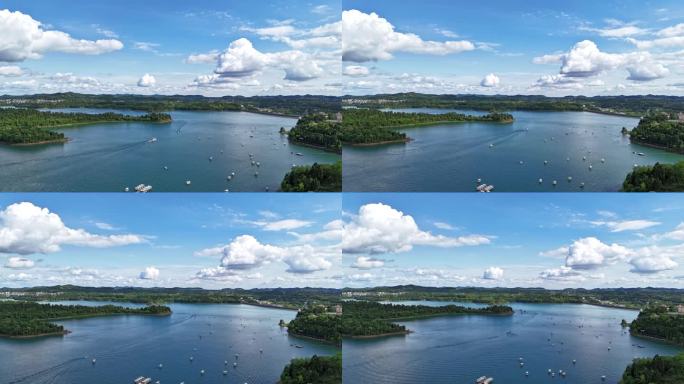 湖泊风景 绵阳仙海湖延时风景视频