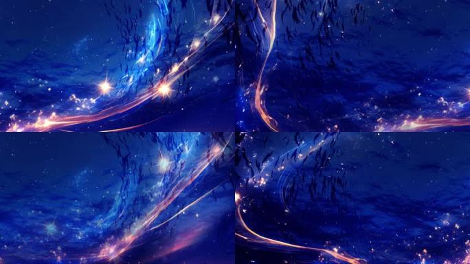 海底星空手绘彩色粒子LED大屏背景动画